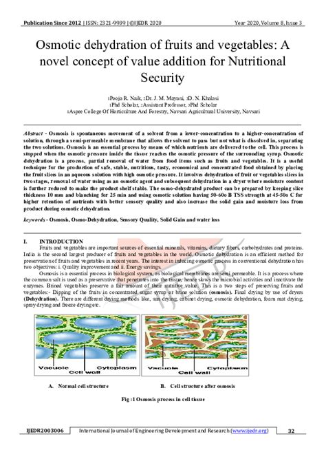 (PDF) Osmotic dehydration of fruits and vegetables: A novel concept of ...