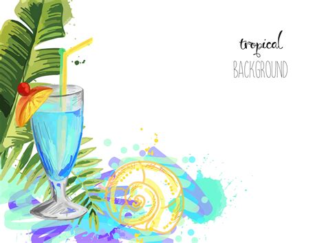 Cocktail. Summer tropical cocktail background with palm leaves. 502705 ...