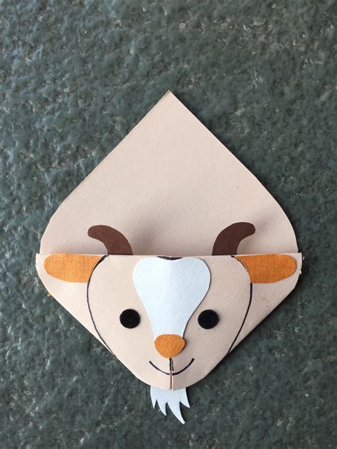 Cute animal corner bookmark fun activity for kids, cute gift idea _ Goat 🐐 | Origami bookmark ...