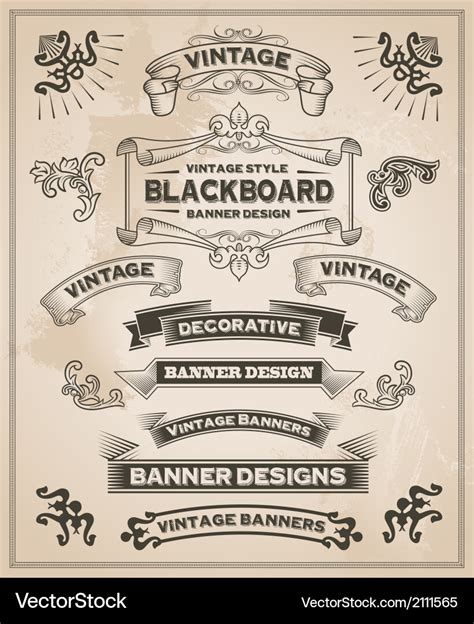 Vintage banner and ribbon set Royalty Free Vector Image