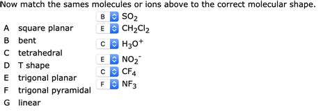 Solved Now match the sames molecules or ions above to the | Chegg.com