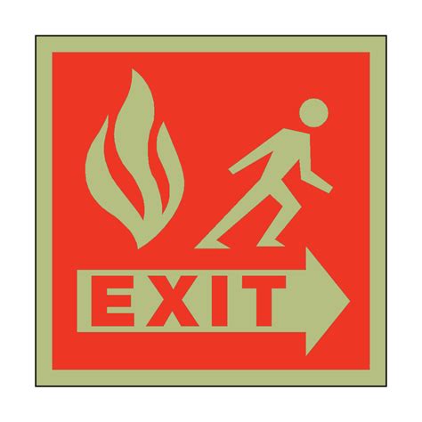 Photoluminescent Fire Safety Exit Square Sign | PVC Safety Signs