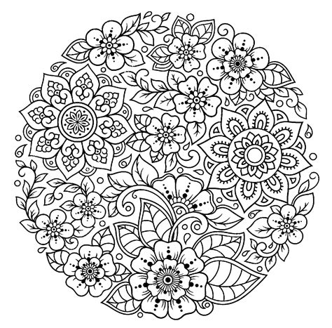 Flowers Mandala Coloring Pages - Coloring Pages for Adults