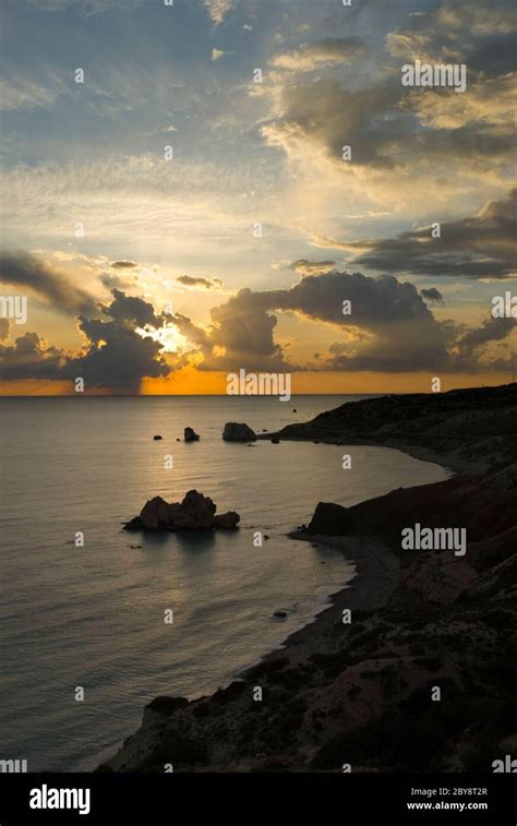 Aphrodite's Rock at sunset, Paphos, Cyprus (South Stock Photo - Alamy