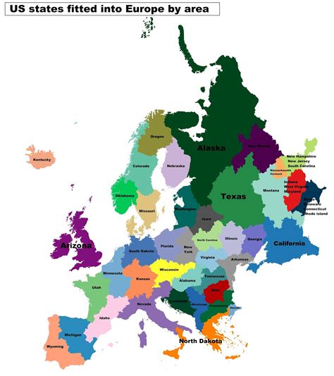 U.S. states fitted into Europe by area - Vivid Maps