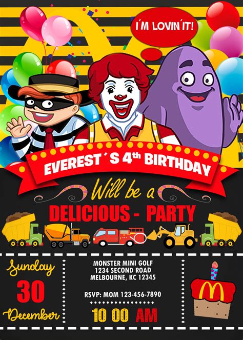 Ronald McDonalds Birthday Invitation - oscarsitosroom | Mcdonalds ...