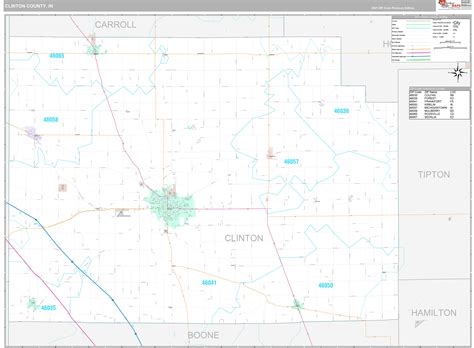 Clinton County, IN Wall Map Premium Style by MarketMAPS