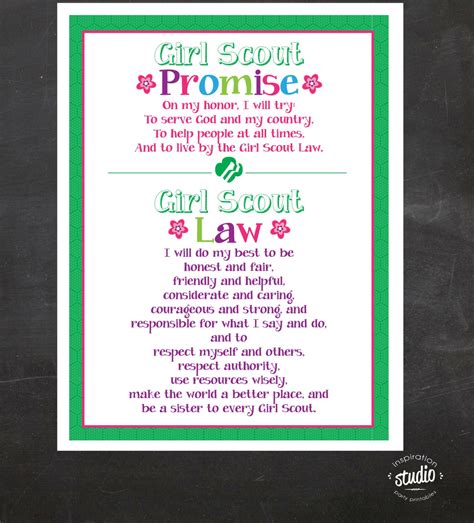 Girl Scout Promise and Law Printable Daisy Petals Handout Etsy – Girl ...