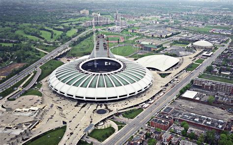 Stade Olympique De Montreal, Olympic Stadium, Montreal, - Aerial ...