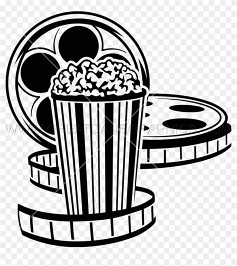 Movie Reel And Popcorn Png - Movie Night Clip Art Black And White ...
