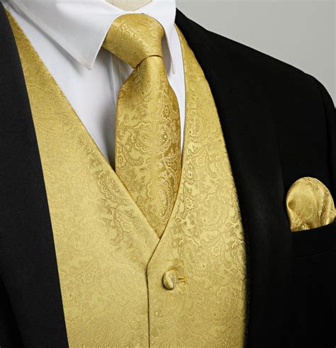 Paisley 4pc Suit Vest Set - GOLD – Hisdern