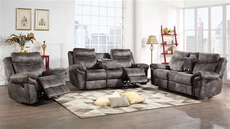 Nashville Reclining Sofa Set - Gray | Home Furniture