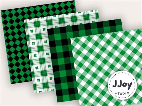 Green Plaid Digital Paper Set Printable Download Patterns for - Etsy