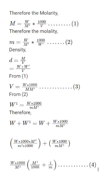 Relation Between Molarity And Molality- Formula, Derivation - Getmyuni