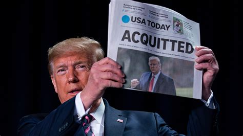 Trump proudly displays 'Acquitted' headlines, mere feet from Pelosi at ...