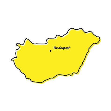 Simple outline map of Hungary with capital location 21853990 Vector Art ...