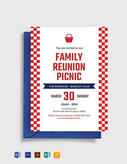 Family Reunion Picnic Invitation Template - Illustrator, Word, Apple Pages, PSD, Publisher ...