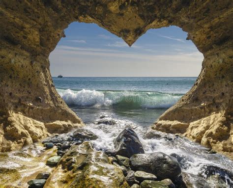 View of the Ocean from a Heart-shaped Cave Stock Photo - Image of relax, canaria: 106277774