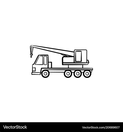 Mobile crane hand drawn sketch icon Royalty Free Vector