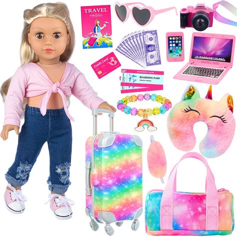 DONTNO American 18 Inch Doll Accessories, Cute School Supplies Set For 18 Inch Doll- Doll ...