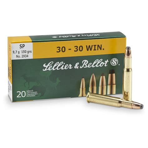 Sellier & Bellot, .30-30 Winchester, SP, 150 Grain, 20 Rounds - 424039, .30-30 Winchester Ammo ...