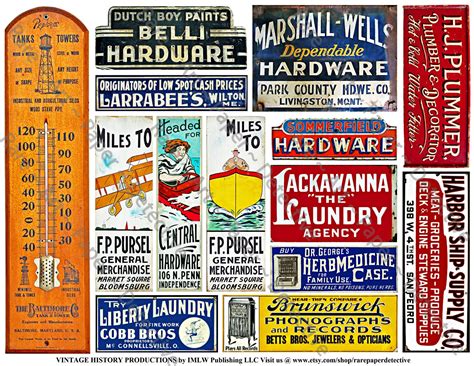 Advertising Signs Printed Sheet Hardware Store Sign General - Etsy | Advertising signs, Vintage ...