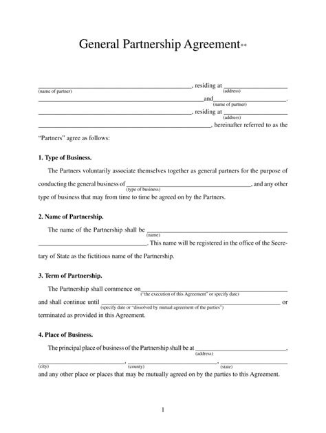 General Partnership Agreement - Fill and Sign Printable Template Online ...