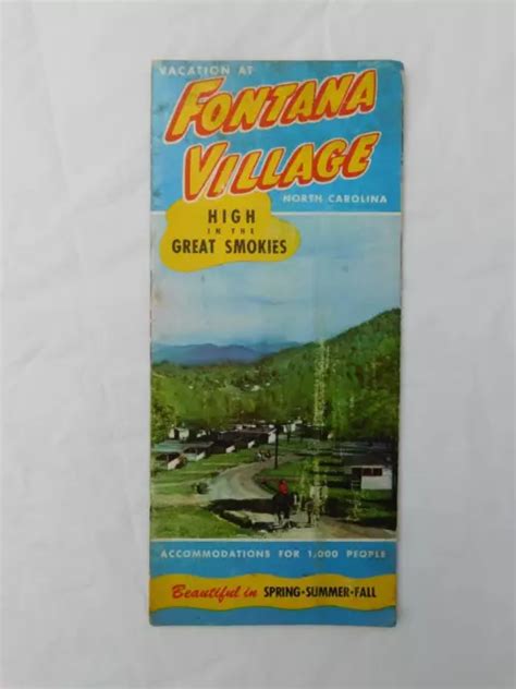 FONTANA VILLAGE DAM North Carolina Travel Brochure Map North Carolina Vintage $14.99 - PicClick