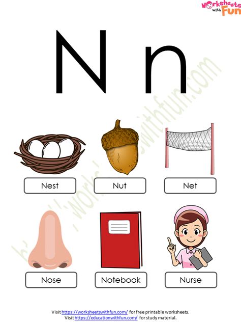 Topic: Letter - 'N' and 'n' Worksheets | English - Preschool | WWF