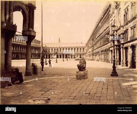 1870 ca ,Venice , Italy : Piazza SAN MARCO ( Saint Mark Square ) , photo by Salviati , Venezia ...