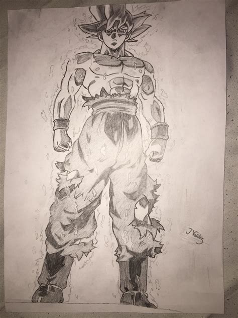 My little brother sketched MUI Goku : dbz