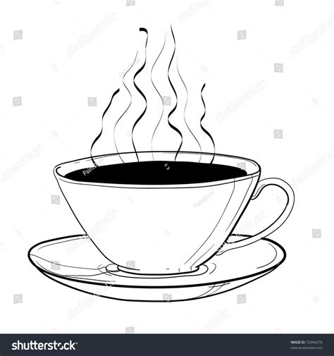 Cup Of Hot Coffee. A Children'S Sketch Stock Vector Illustration ...