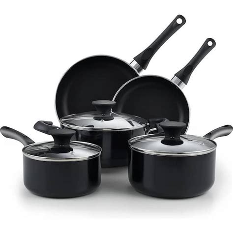 Cook N Home 8-Piece Aluminum Nonstick Cookware Set In Black, Stay Cool ...