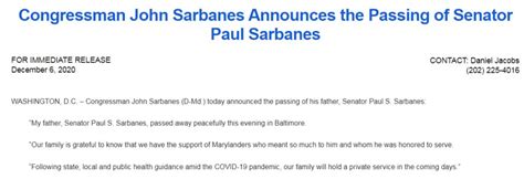 Nation, Community, Family and Friends Mourn Paul Sarbanes - The National Herald