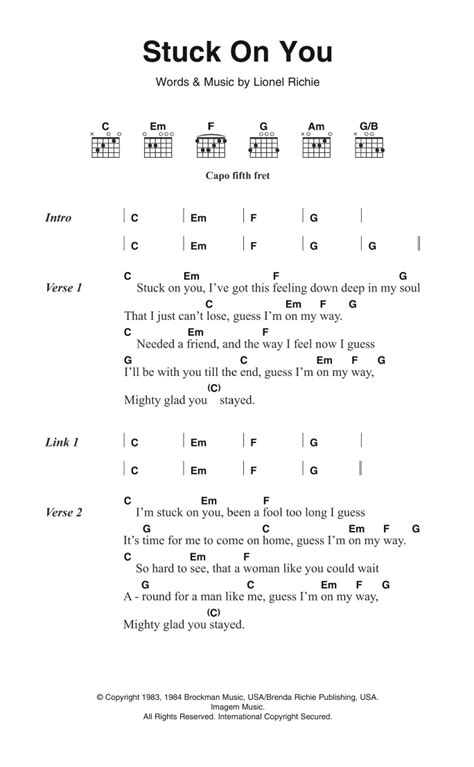 Stuck On You by Lionel Richie - Guitar Chords/Lyrics - Guitar Instructor