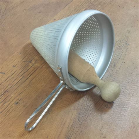 Aluminum Cone Shaped Strainer with Wood Pestle | Etsy | Cone shape ...