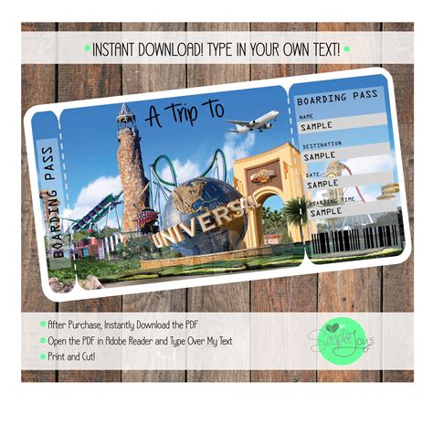 Printable Ticket to Universal Studios Boarding Pass - Etsy Canada