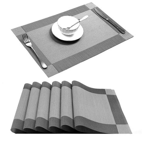 UArtlines Placemat, Crossweave Woven Vinyl Non-Slip Insulation Placemat Washable Table Mats Set ...