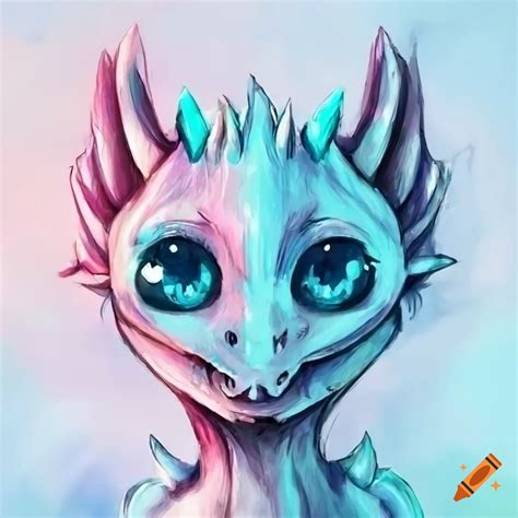 Cute blue-eyed anthropomorphic dragon artwork on Craiyon