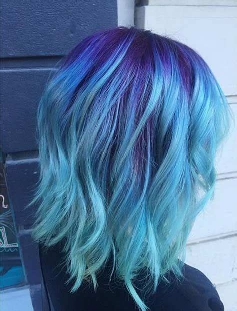 Medium Length Black To Blue Ombre Hair