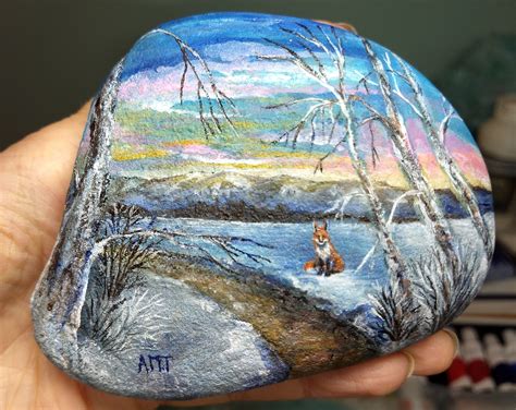 Acrylic on river rock. | Rock art, Painted rocks, Rock painting art