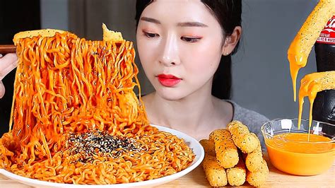 불닭볶음면 롱치즈스틱 리얼사운드먹방 / SPICY NOODLES CHEESE STICKS Mukbang Eating Show Resep Mie pedas Mì cay 火鶏 ...