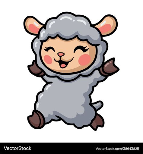 Cute baby sheep cartoon running Royalty Free Vector Image