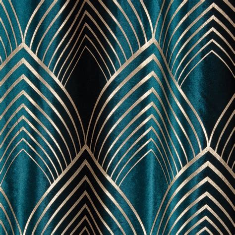 Velvet Geo Foil Peacock Eyelet Curtains | Art deco curtains, Art deco bedroom, Peacock room decor