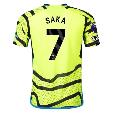 adidas Arsenal Authentic Bukayo Saka Away Jersey w/ EPL + No Room For - Soccer Wearhouse