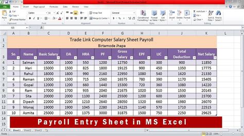 Employee Data Sheet Excel