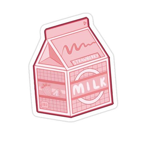 a pink milk carton sticker with the word milk on it and an image of a