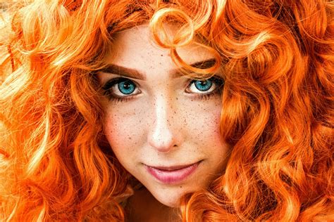 Download Redhead Stare Blue Eyes Model Woman Face HD Wallpaper