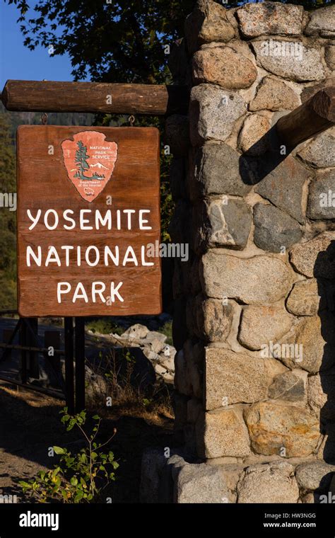 Yosemite National Park sign, Yosemite National Park, CA, USA Stock Photo - Alamy