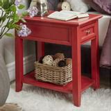 Chelsea Lane Wood End Table with Drawer and Lift-top Power Outlet, Samba Red - Walmart.com